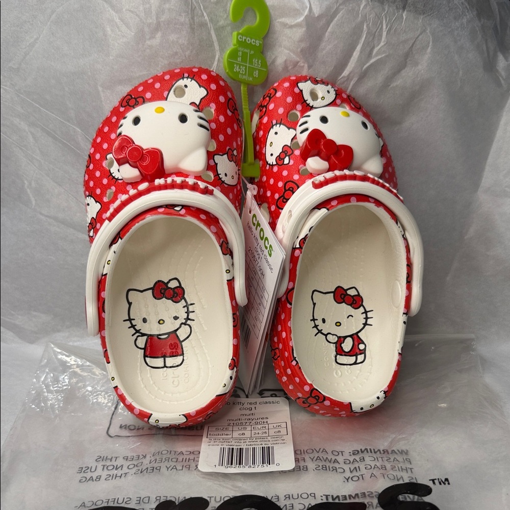 CROCS —Hello Kitty Red and White
In Size Toddler C8